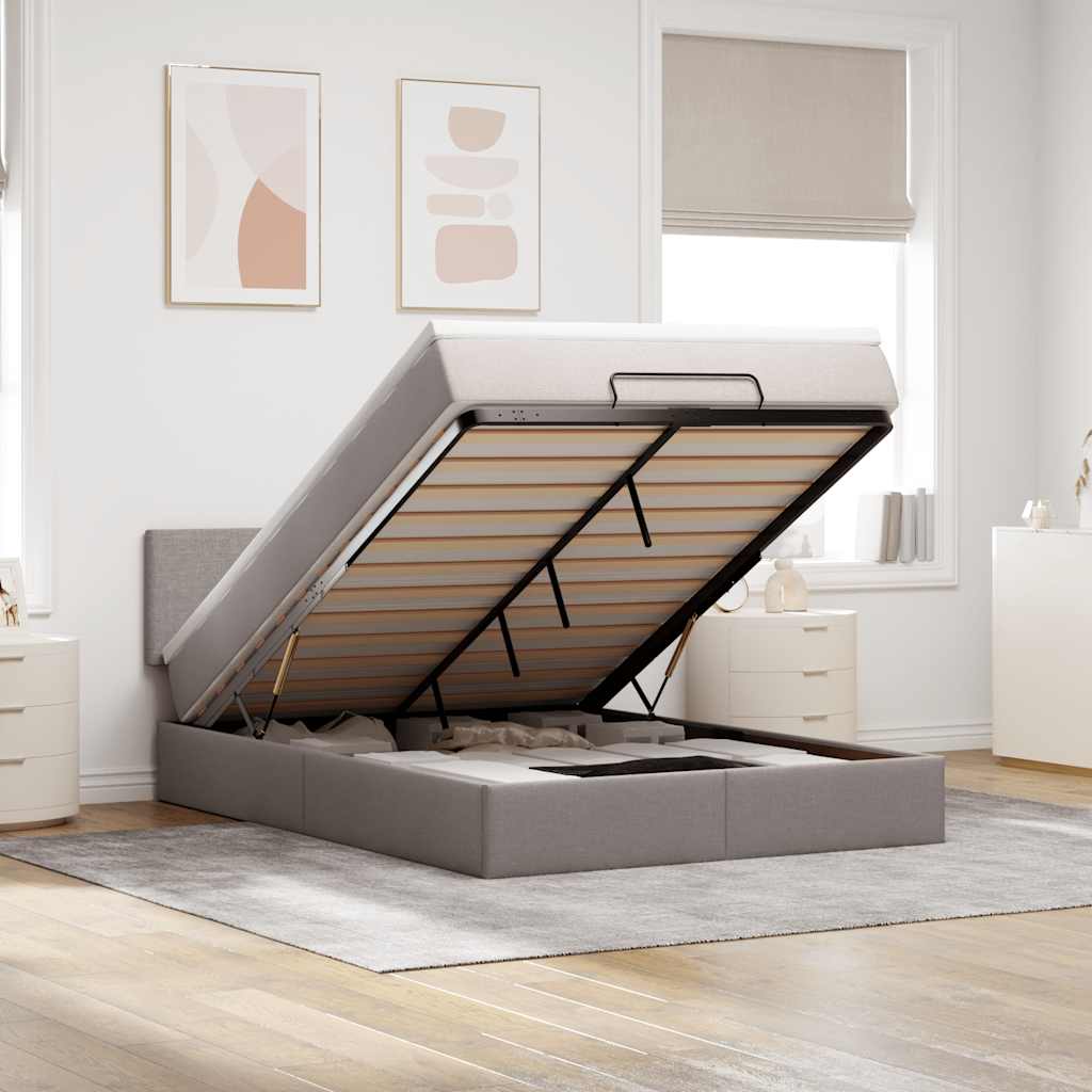 Bed poef met matras en LED's 140x190 cm stof taupe is nu te koop bij PeponiXL, paradijselijk wonen!
