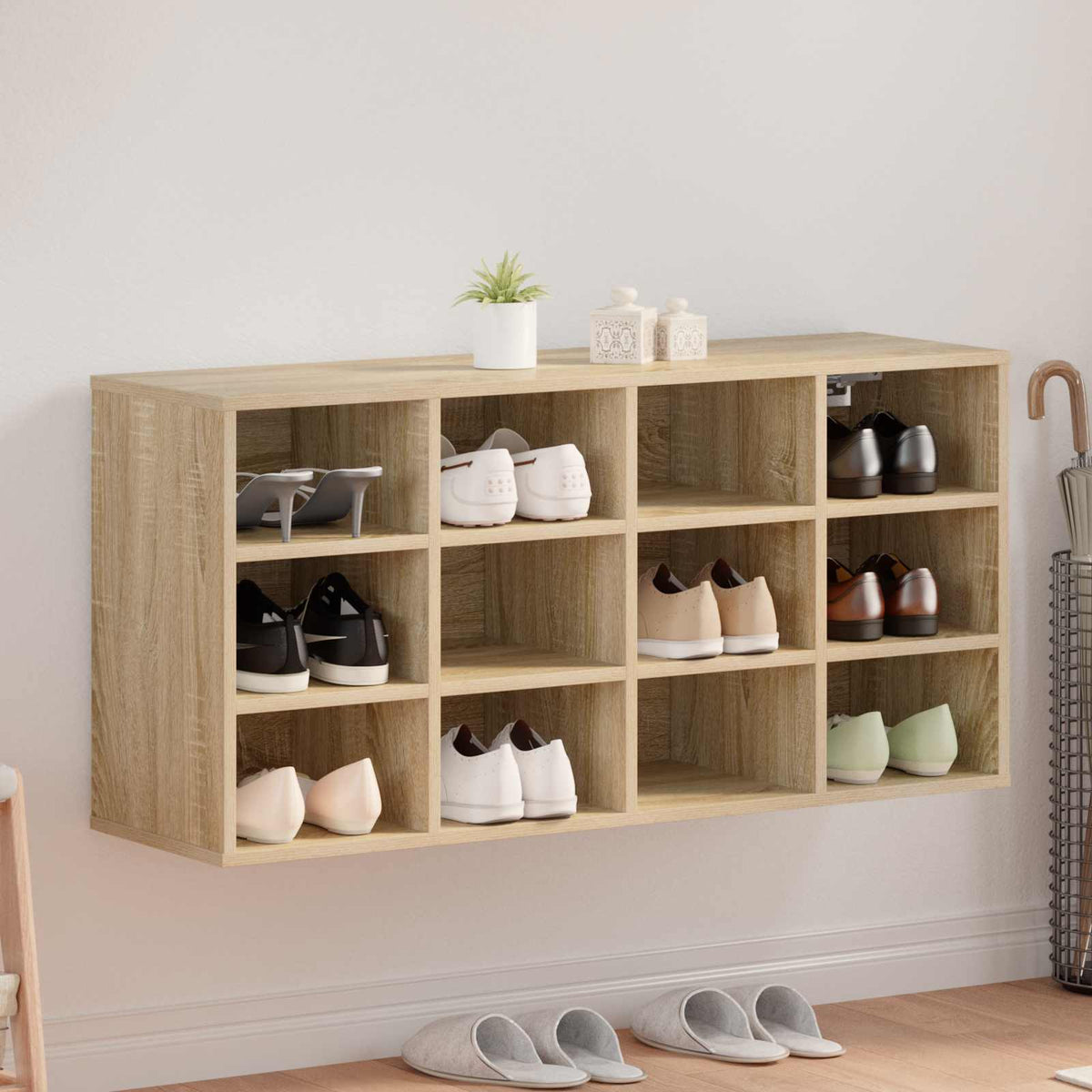 Schoenenkast Sonoma Eiken 103 x 30 x 51 cm Bewerkt hout is nu te koop bij PeponiXL, paradijselijk wonen!