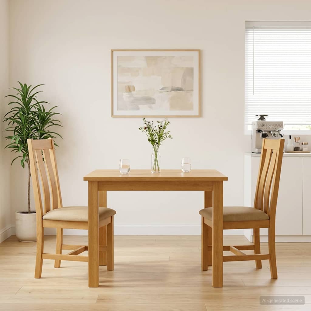 Eetkamerstoel 2 pcs Massief Eikenhout Beige 45 x 54 x 100 cm is nu te koop bij PeponiXL, paradijselijk wonen!