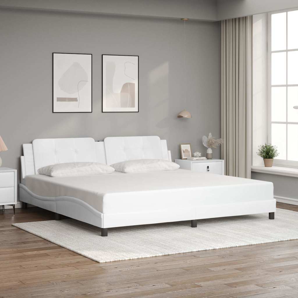 Bedframe zonder matras "Zadar" kunstleer wit 200x200 cm is nu te koop bij PeponiXL, paradijselijk wonen!