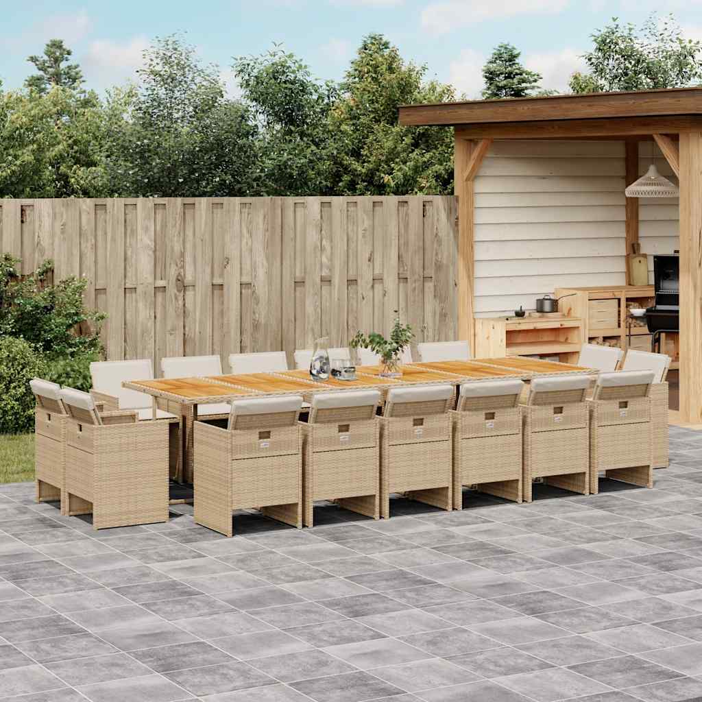 17-delige Tuinset met kussens poly rattan beige is nu te koop bij PeponiXL, paradijselijk wonen!