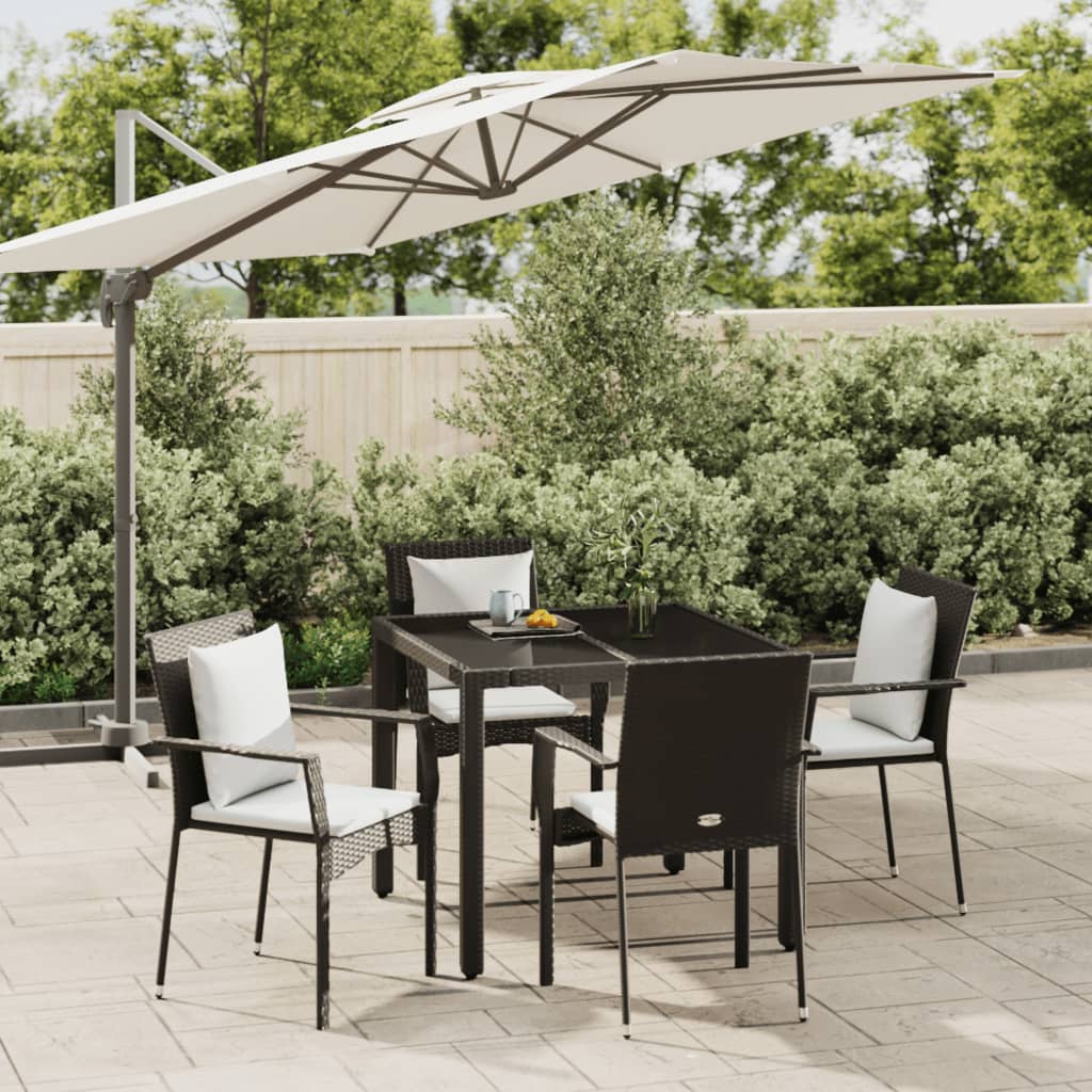 5-delige Tuinset met kussens poly rattan zwart is nu te koop bij PeponiXL, paradijselijk wonen!