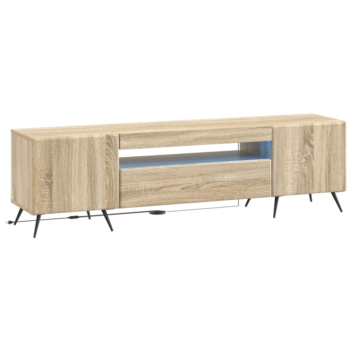 LED tv-meubel Sonoma Eiken Bewerkt hout is nu te koop bij PeponiXL, paradijselijk wonen!