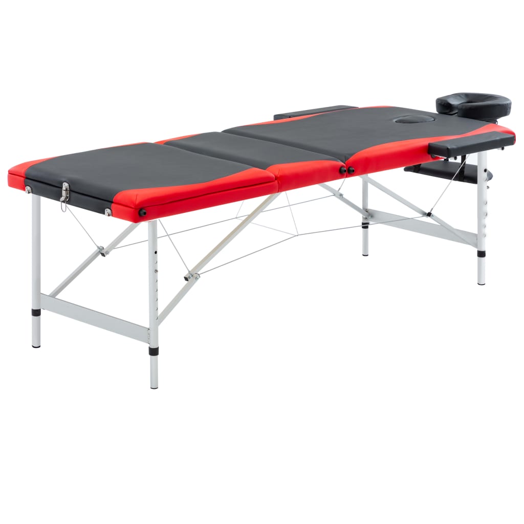 Massagetafel inklapbaar 3 zones aluminium zwart en rood is nu te koop bij PeponiXL, paradijselijk wonen!