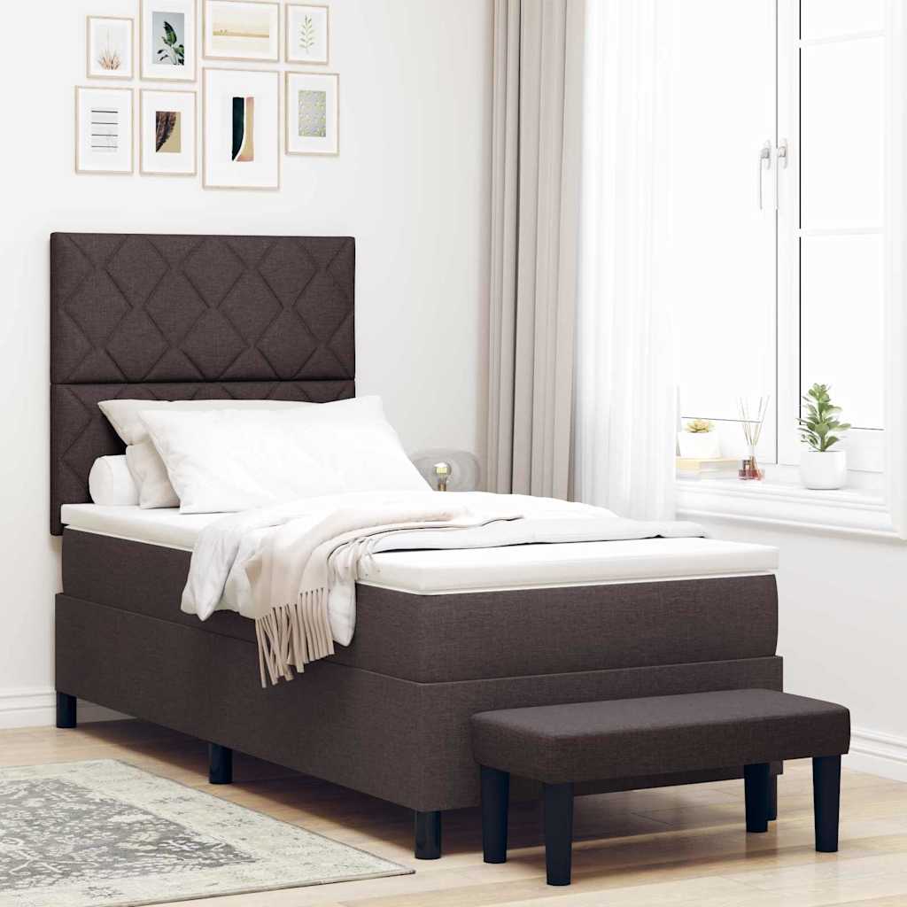 Boxspringbed met hoofdeinde Donkerbruin 100 x 200 cm Stof is nu te koop bij PeponiXL, paradijselijk wonen!