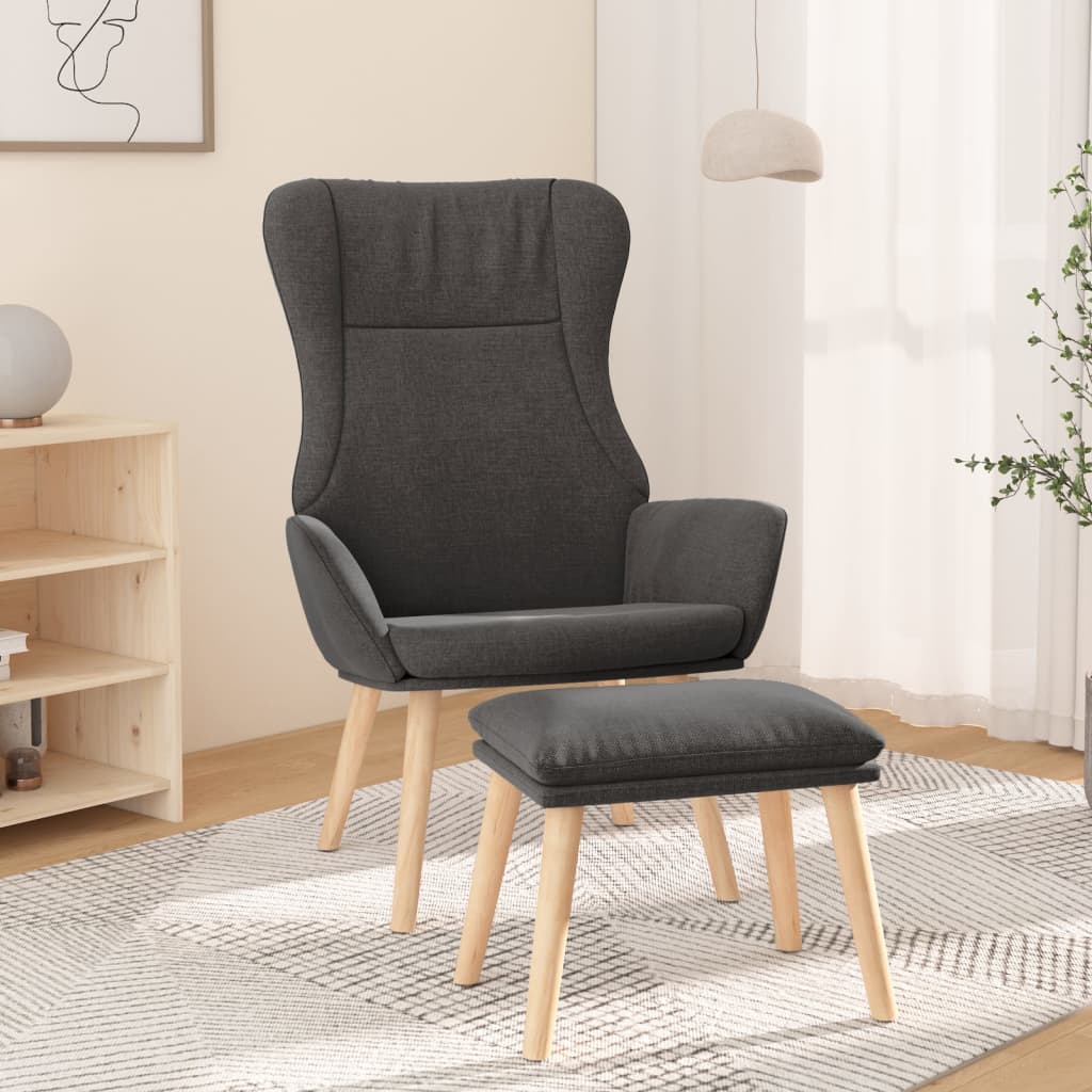Relaxstoel met voetenbank stof donkergrijs is nu te koop bij PeponiXL, paradijselijk wonen!