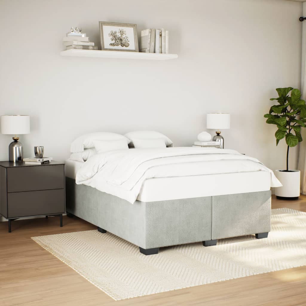 Bedframe zonder matras 140x200 cm fluweel lichtgrijs is nu te koop bij PeponiXL, paradijselijk wonen!