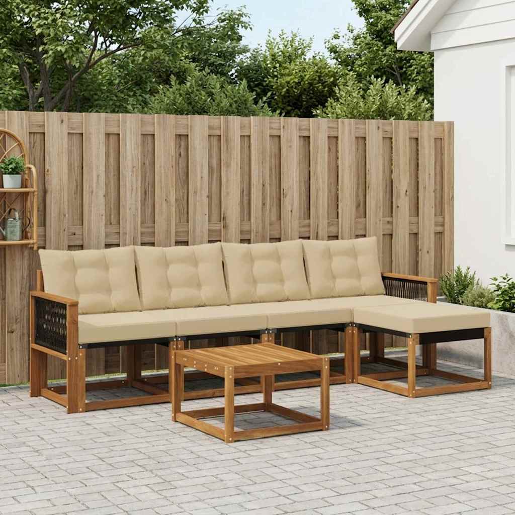 Buiten bankenset met kussen 6 pcs Natuurlijk en Beige is nu te koop bij PeponiXL, paradijselijk wonen!