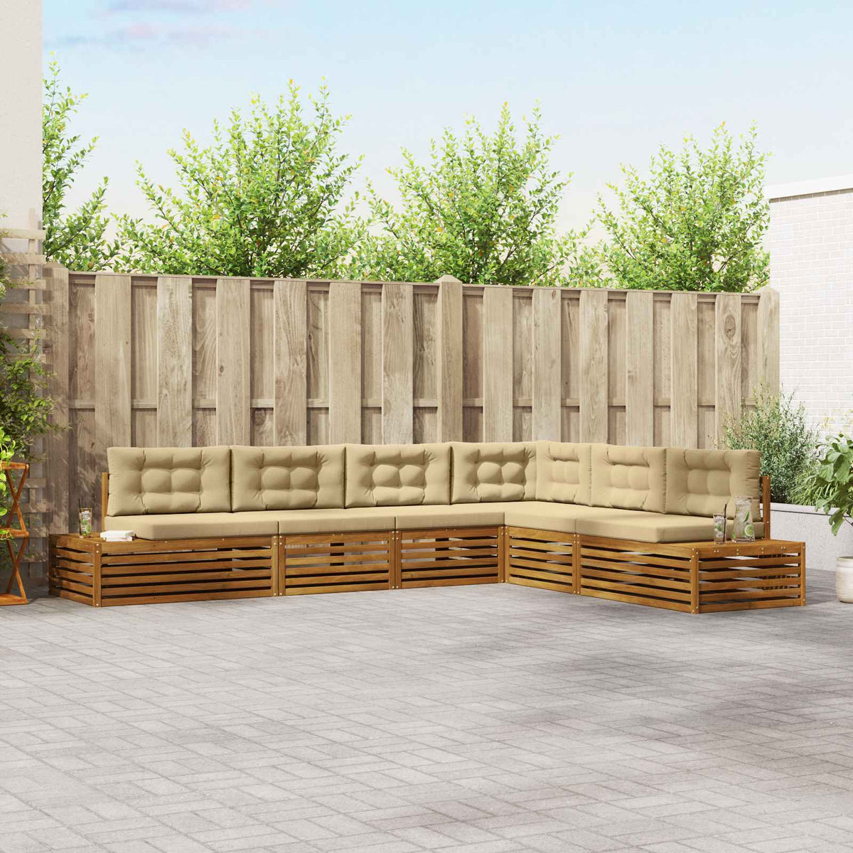 Buiten bankenset met kussen 6 Stuk Natuurlijk en Beige is nu te koop bij PeponiXL, paradijselijk wonen!