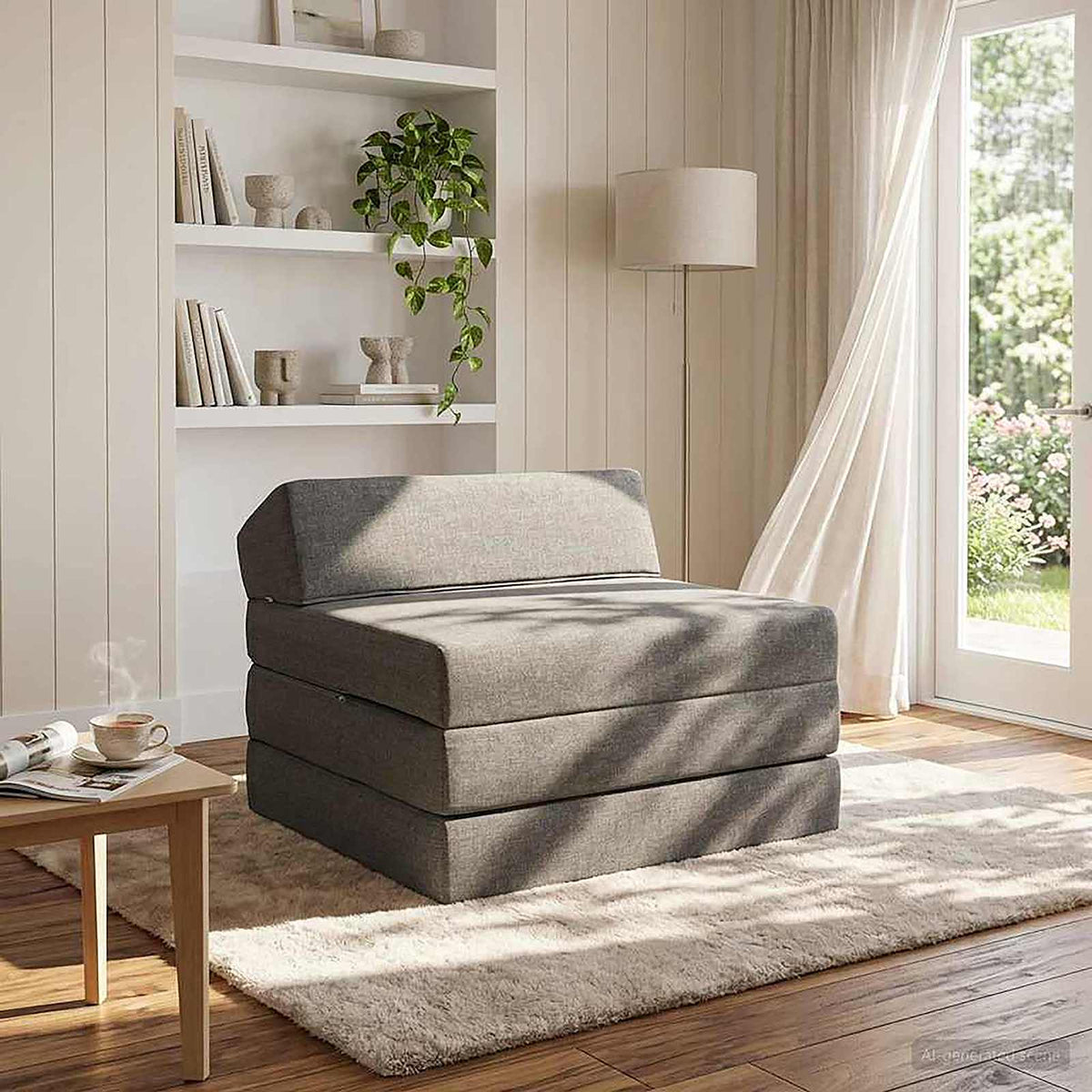 Vouwbare Bankbed Lichtgrijs 200 x 70 x 10 cm Stof is nu te koop bij PeponiXL, paradijselijk wonen!