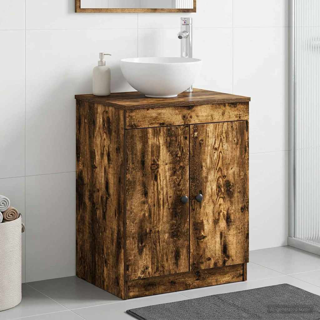 Badkamerkast Gerookt eiken 54 x 41 x 70 cm Bewerkt hout is nu te koop bij PeponiXL, paradijselijk wonen!