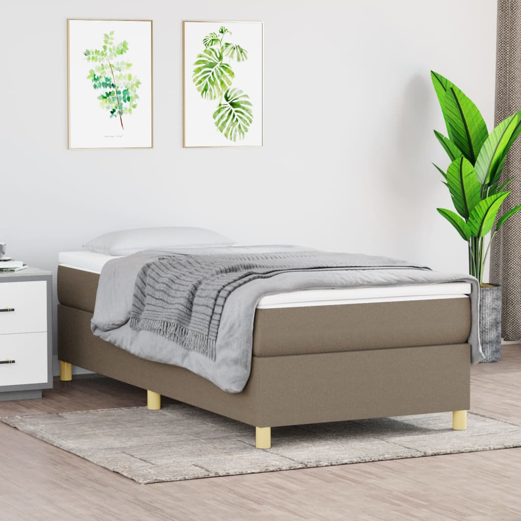 Boxspring met matras stof taupe 90x190 cm is nu te koop bij PeponiXL, paradijselijk wonen!
