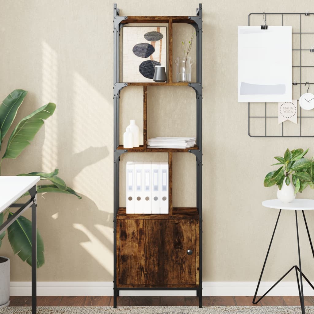 Boekenkast met deur 44,5x30x154,5 cm hout gerookt eikenkleurig is nu te koop bij PeponiXL, paradijselijk wonen!