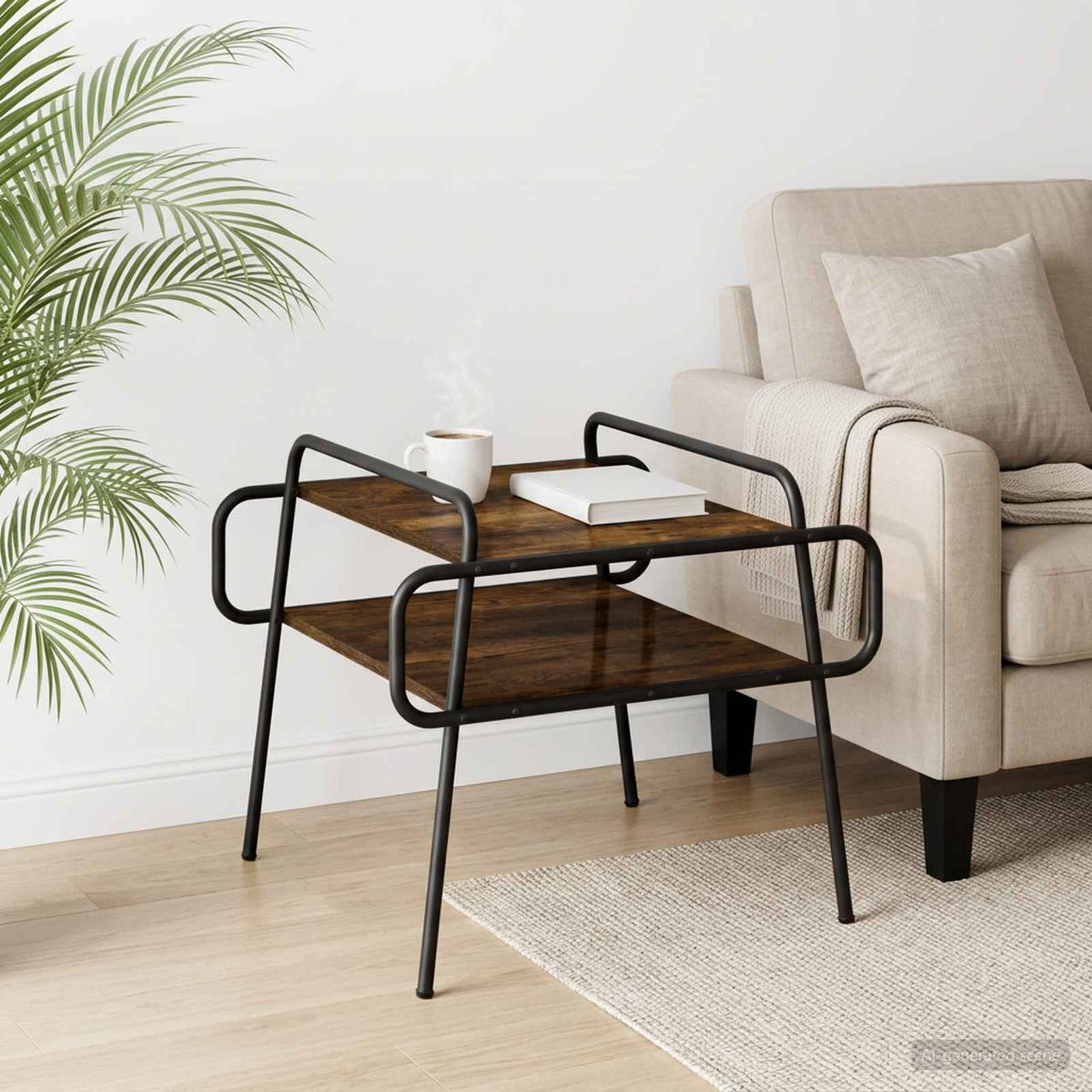Salontafel Gerookt eiken 60 x 60 x 51 cm Bewerkt hout is nu te koop bij PeponiXL, paradijselijk wonen!