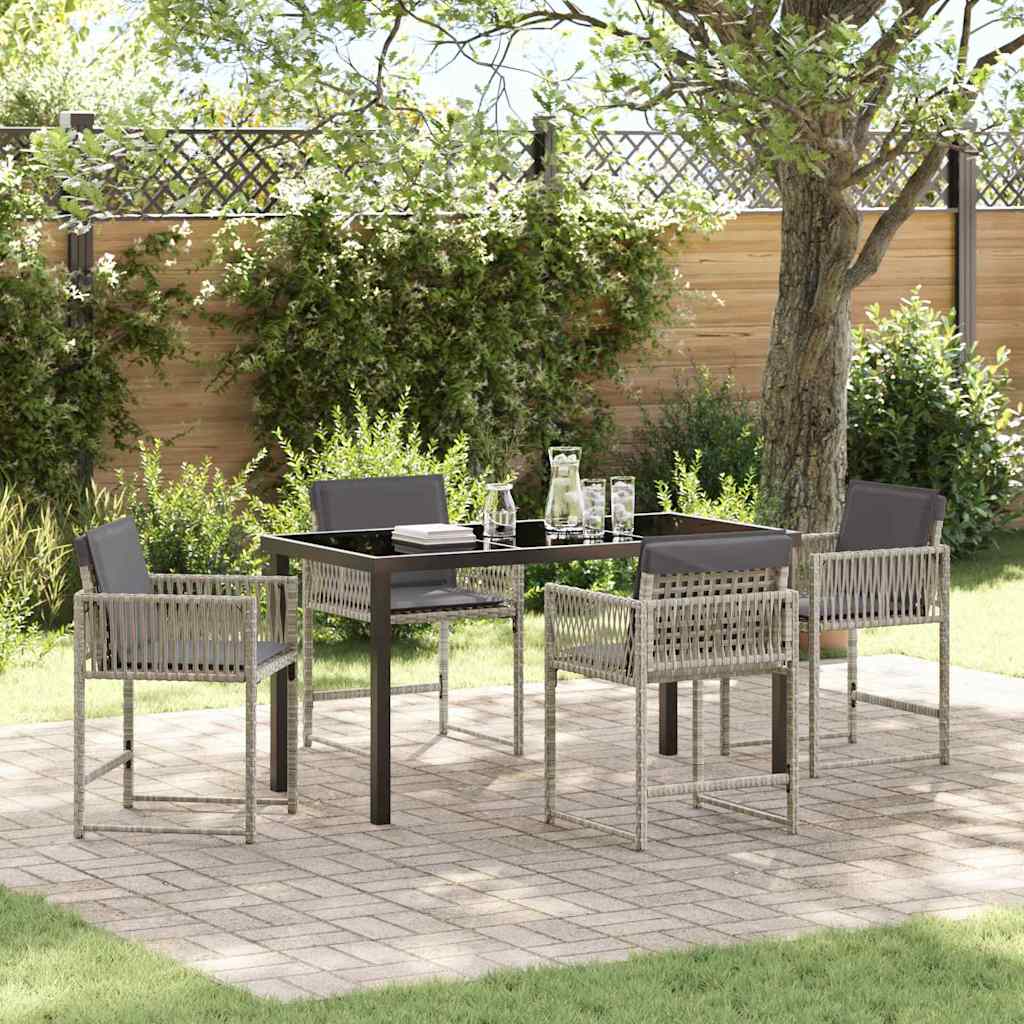 Tuin eettafelset 5 pcs Lichtgrijs poly rattan is nu te koop bij PeponiXL, paradijselijk wonen!