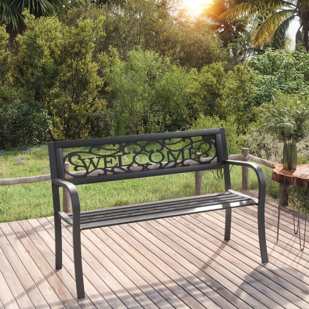 Tuinbank 125 cm staal zwart is nu te koop bij PeponiXL, paradijselijk wonen!