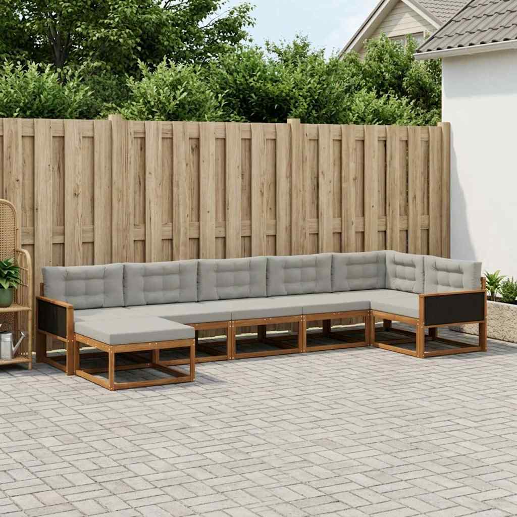 Buiten bankenset met kussen 7 pcs Naturel en lichtgrijs is nu te koop bij PeponiXL, paradijselijk wonen!