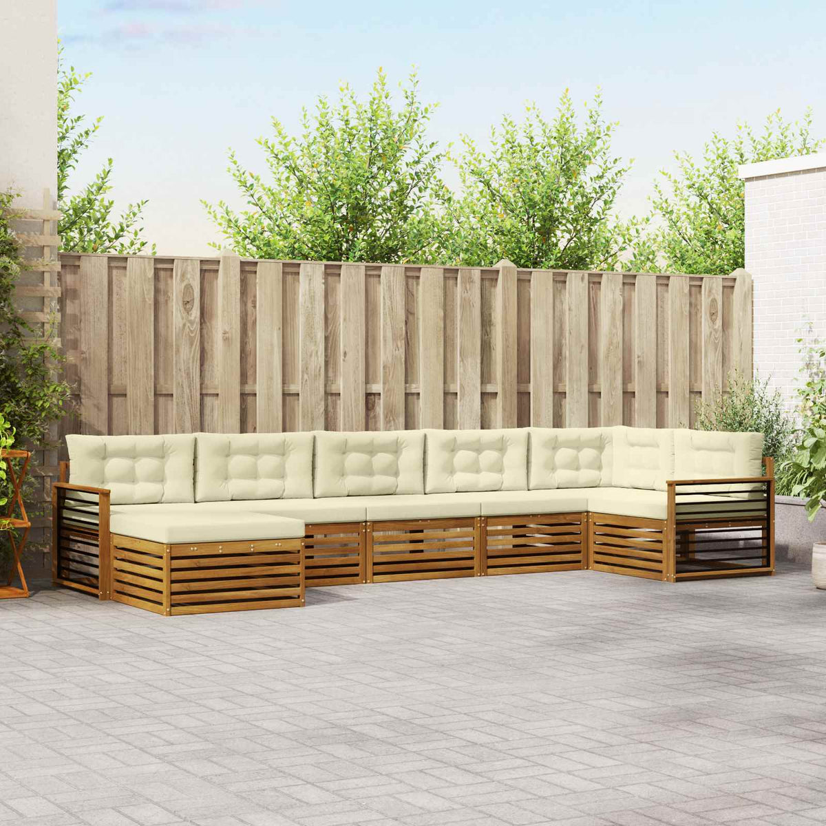 Buiten bankenset met kussen 7 pcs Natuurlijk en Crème is nu te koop bij PeponiXL, paradijselijk wonen!