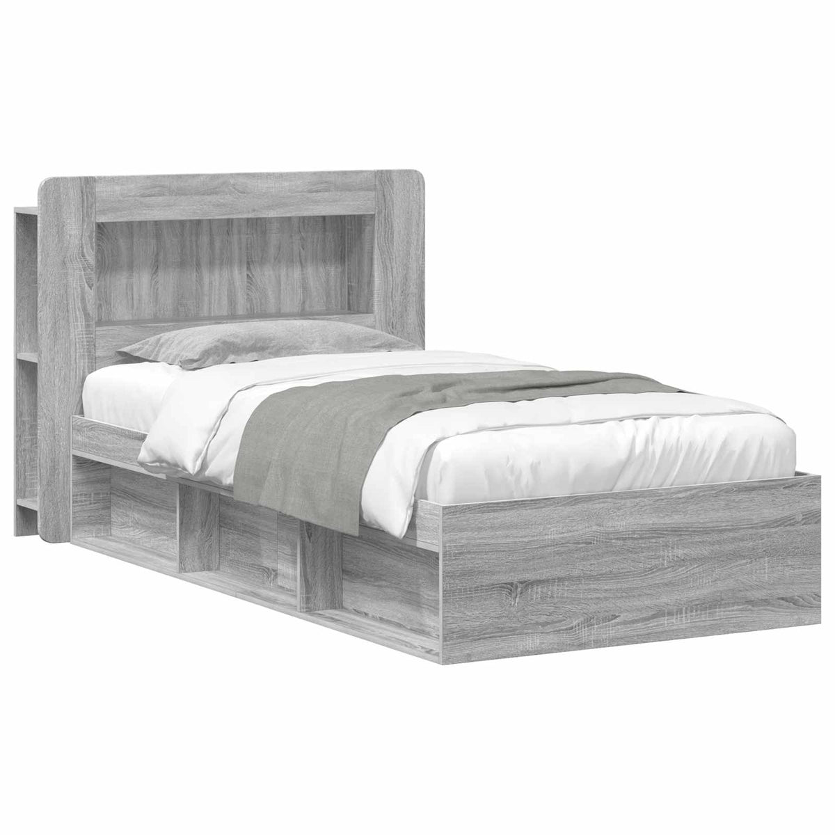 Bedframe met opslag Grijs Sonoma 80 x 200 cm Bewerkt hout is nu te koop bij PeponiXL, paradijselijk wonen!