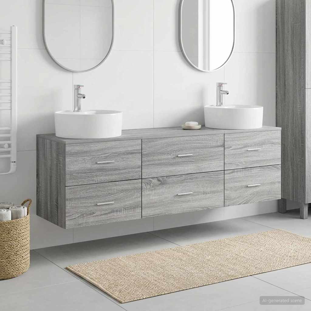 Badkamerkastenset 3 st Grijs Sonoma 62,5 x 44,5 x 50 cm is nu te koop bij PeponiXL, paradijselijk wonen!