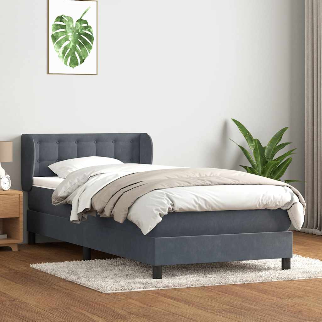 Boxspring met matras fluweel donkergrijs 80x210 cm is nu te koop bij PeponiXL, paradijselijk wonen!