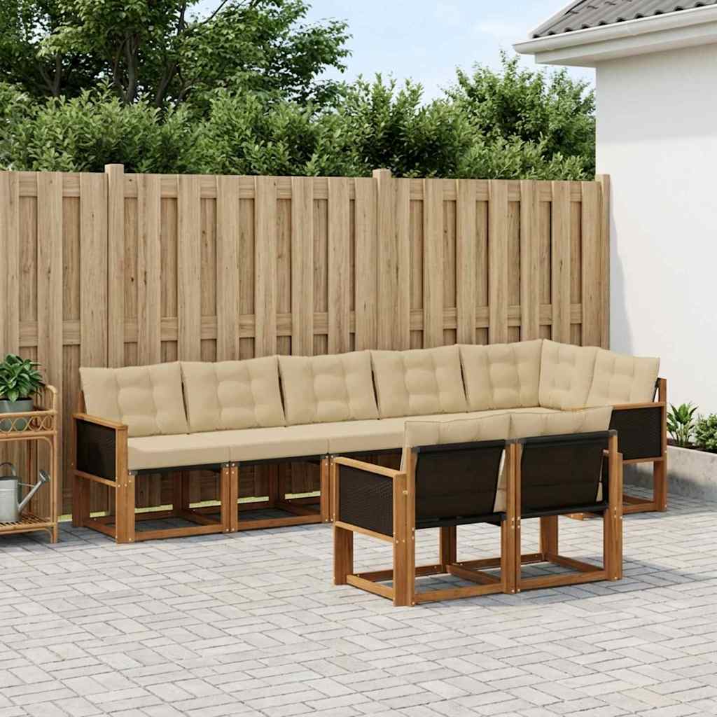 Buiten bankenset met kussen 8 pcs Natuurlijk en Beige is nu te koop bij PeponiXL, paradijselijk wonen!