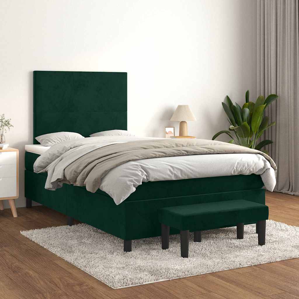 Boxspring met matras fluweel donkergroen 120x200 cm is nu te koop bij PeponiXL, paradijselijk wonen!