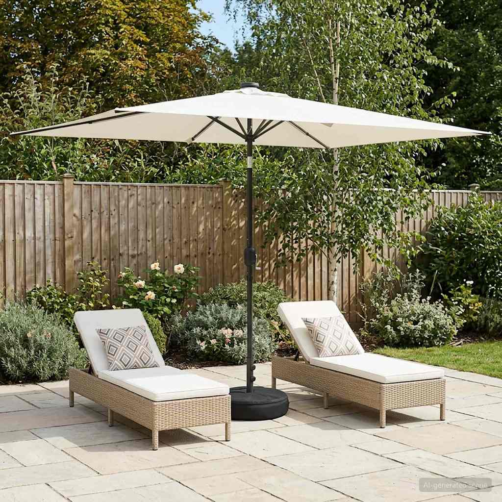 Tuinparasol met LED-lampen en voet 200 x 300 cm Polyester is nu te koop bij PeponiXL, paradijselijk wonen!