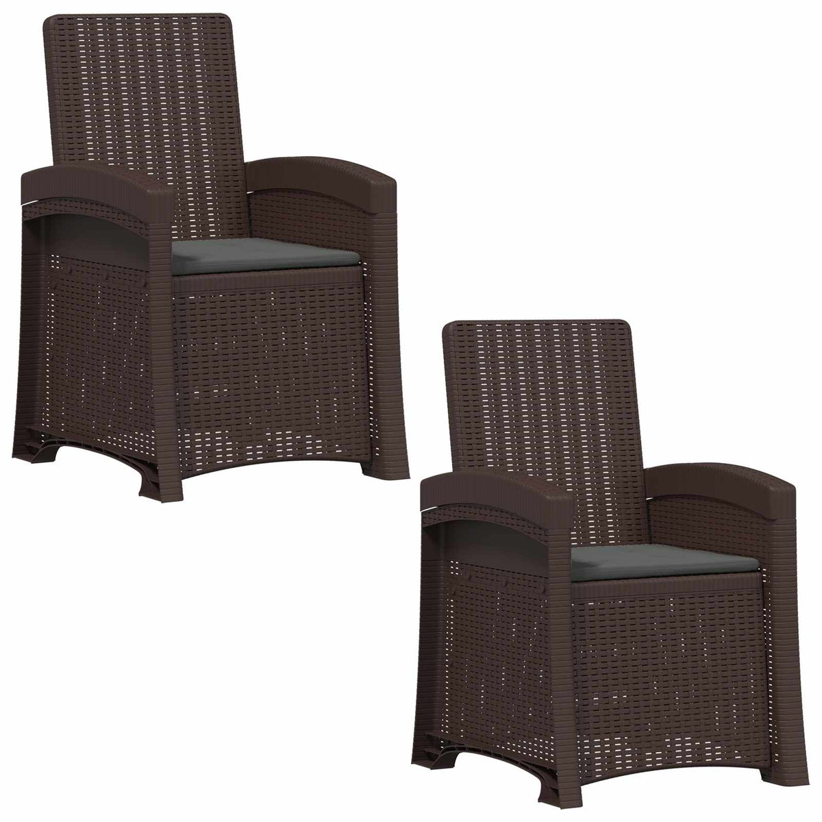 Ligstoel in rietenlook 2 pcs Bruin en antracietkleurig PP is nu te koop bij PeponiXL, paradijselijk wonen!