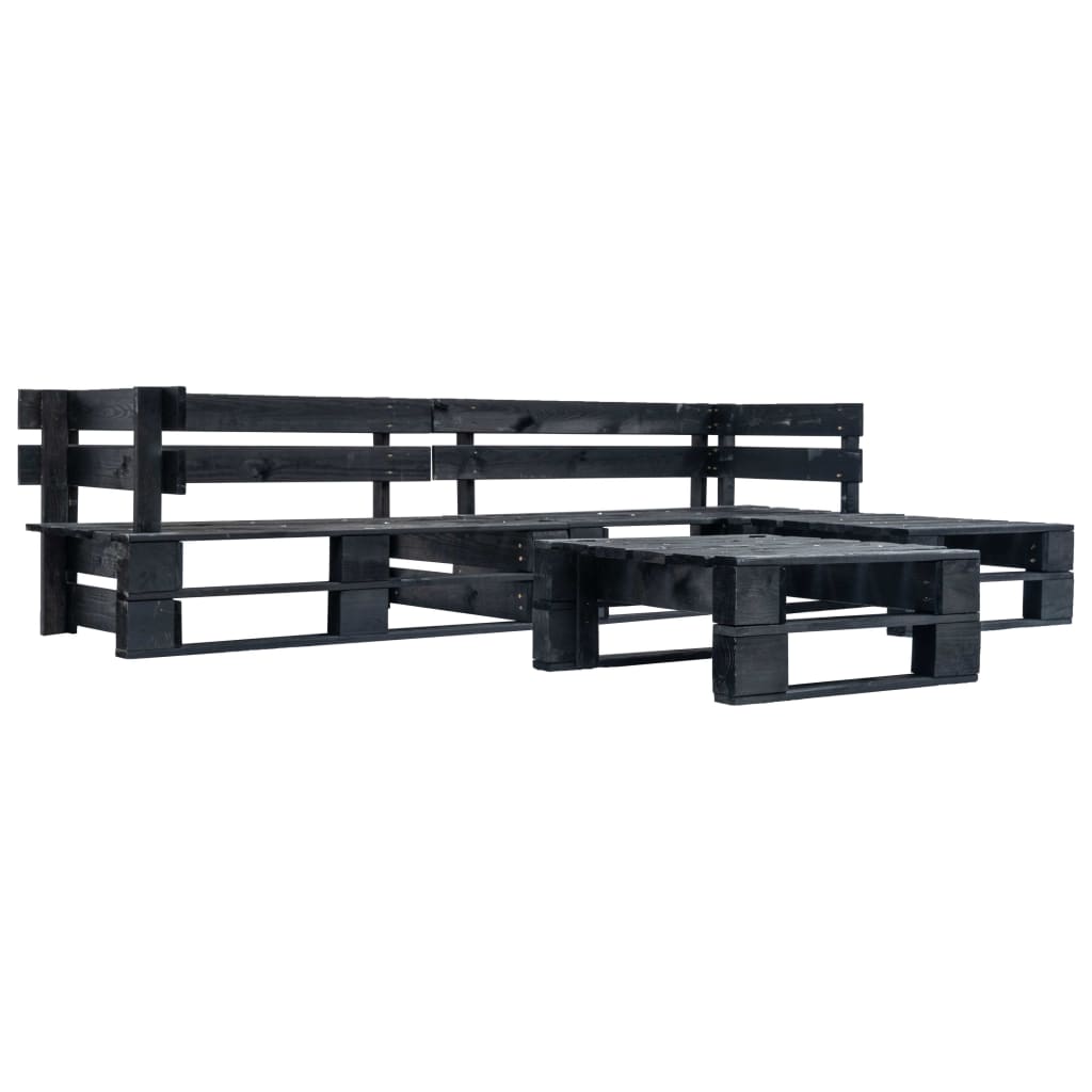 4-delige Loungeset pallet hout zwart is nu te koop bij PeponiXL, paradijselijk wonen!