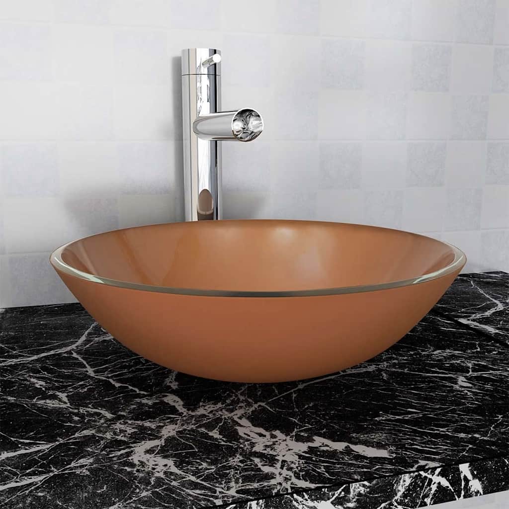 Wasbak gehard glas 42 cm bruin is nu te koop bij PeponiXL, paradijselijk wonen!