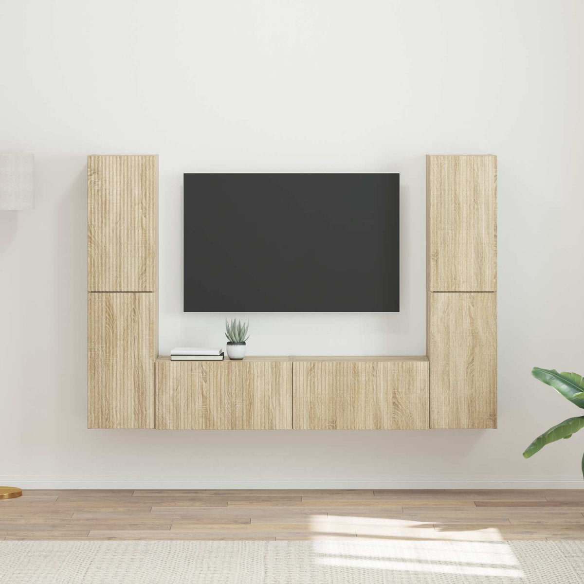 Tv-meubelset 6 pcs Sonoma Eiken Bewerkt hout is nu te koop bij PeponiXL, paradijselijk wonen!