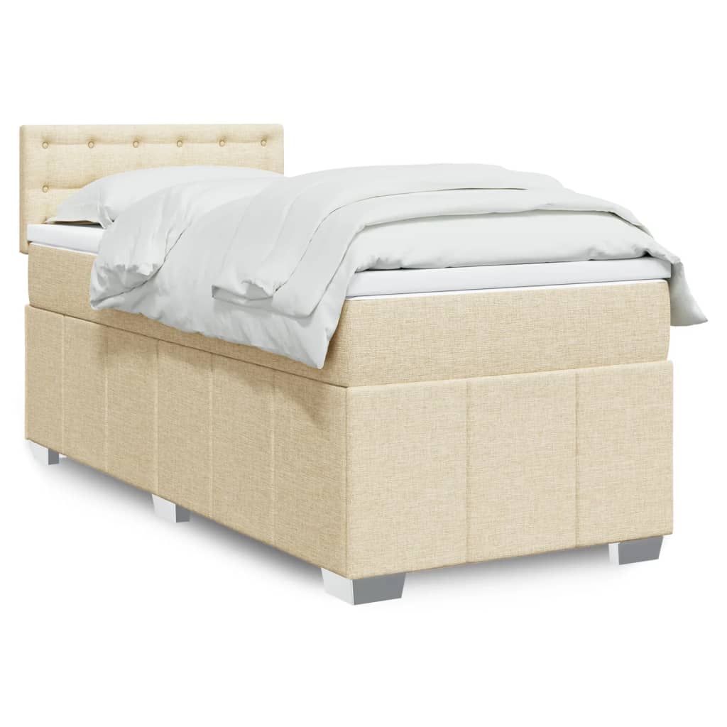 Boxspring met matras stof crèmekleurig 80x200 cm is nu te koop bij PeponiXL, paradijselijk wonen!