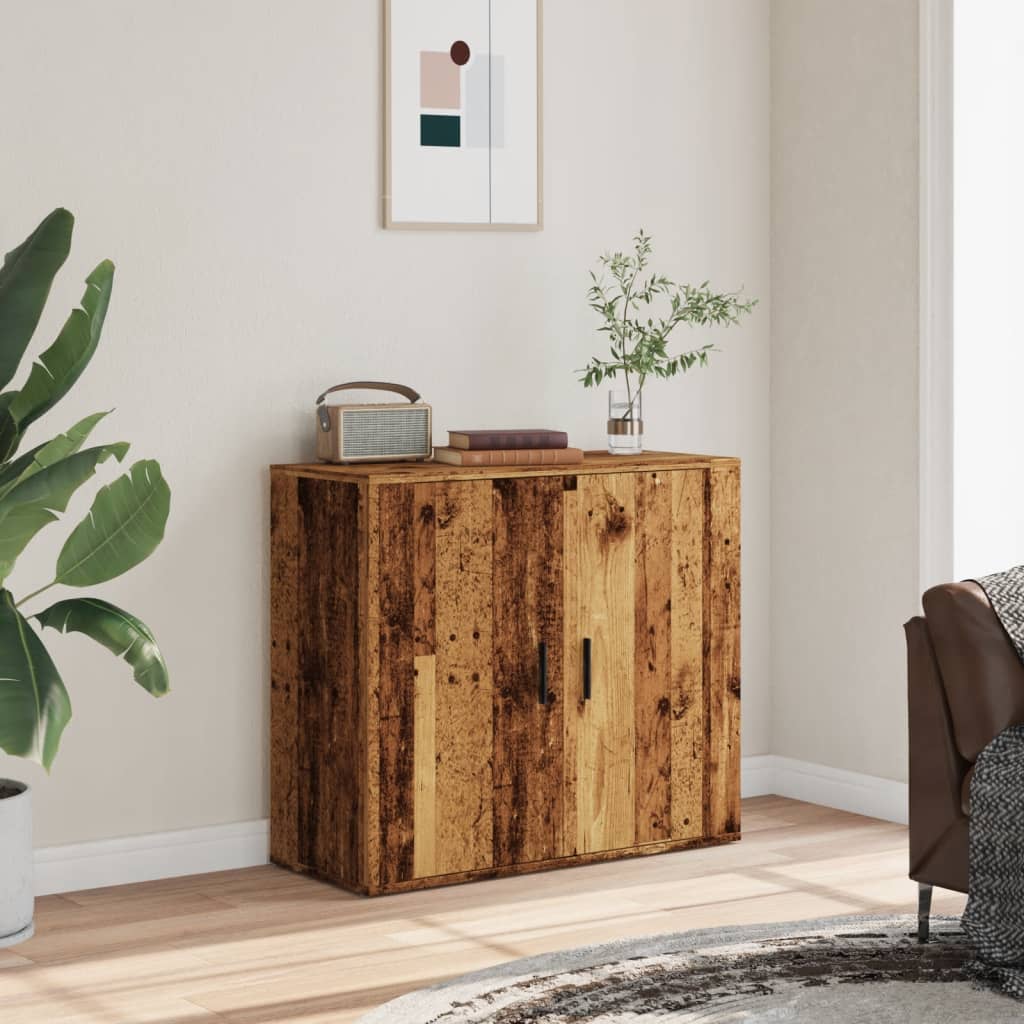 Dressoir 80x33x70 cm bewerkt hout oud houtkleurig is nu te koop bij PeponiXL, paradijselijk wonen!