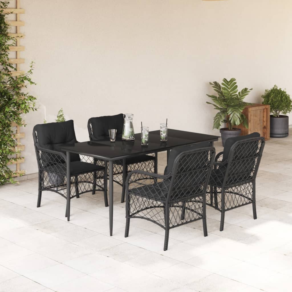 5-delige Tuinset met kussens poly rattan zwart is nu te koop bij PeponiXL, paradijselijk wonen!