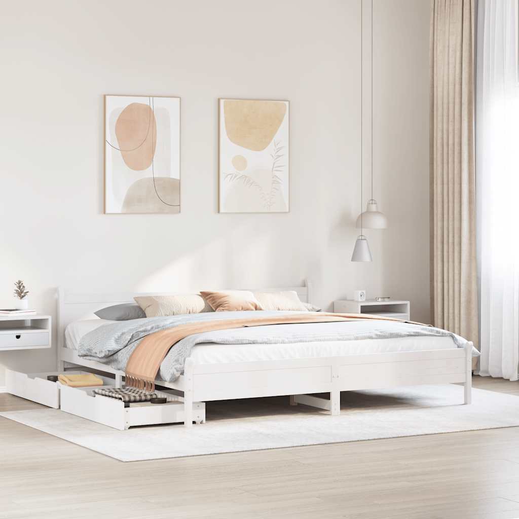 Bedframe zonder matras massief grenenhout wit 180x200 cm is nu te koop bij PeponiXL, paradijselijk wonen!
