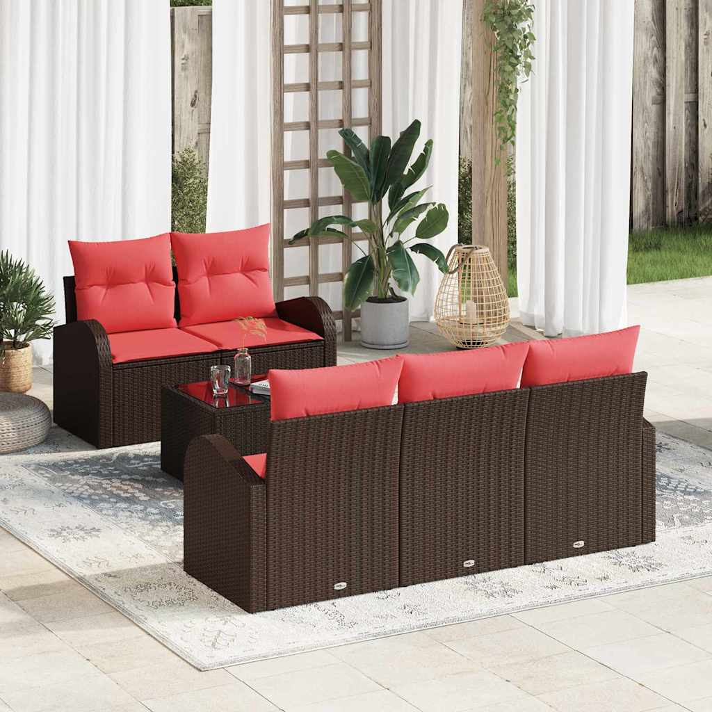 Bankstel met kussen 6 pcs Bruin Polyester is nu te koop bij PeponiXL, paradijselijk wonen!