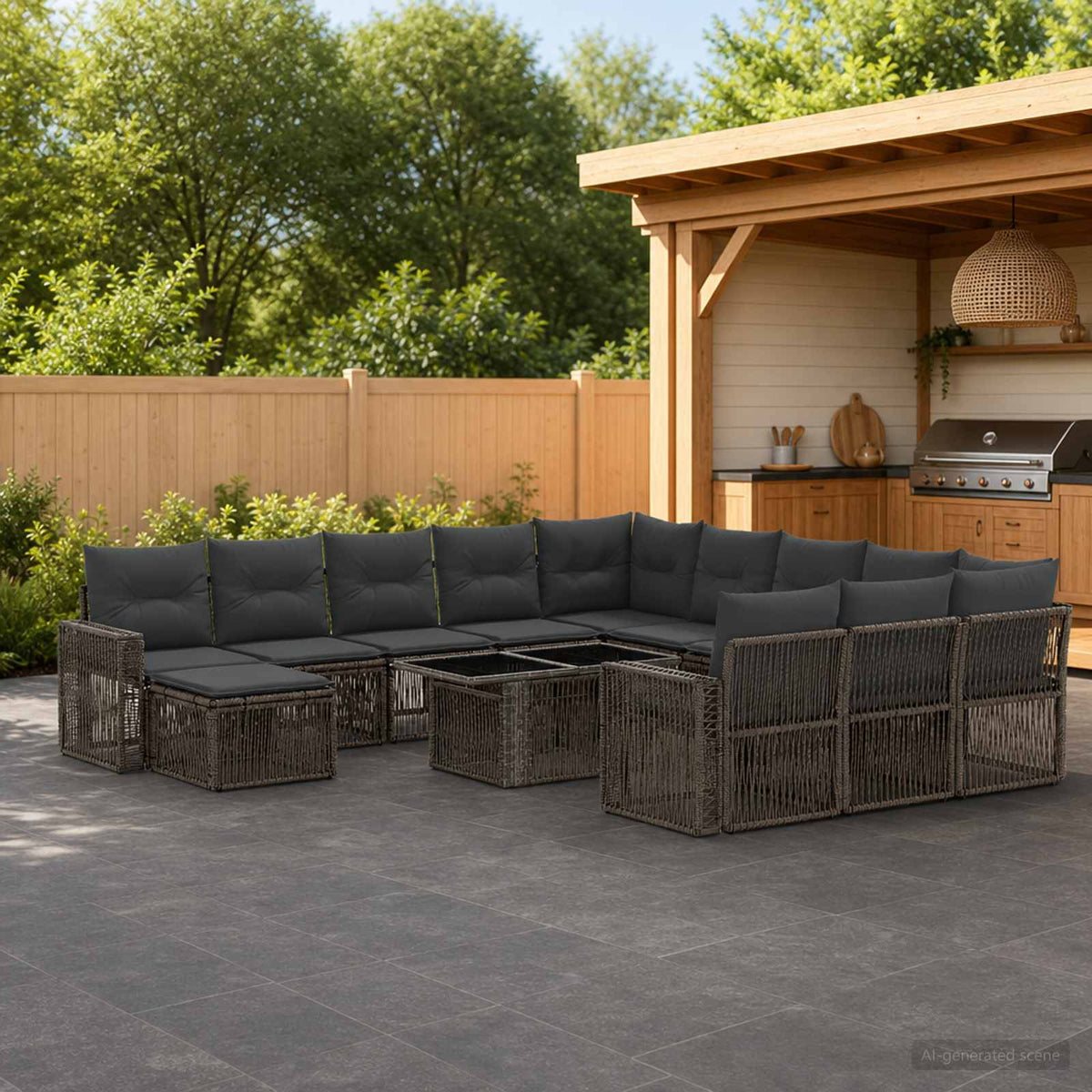 Tuinbankenset 13 st Grijs en Donkergrijs poly rattan is nu te koop bij PeponiXL, paradijselijk wonen!