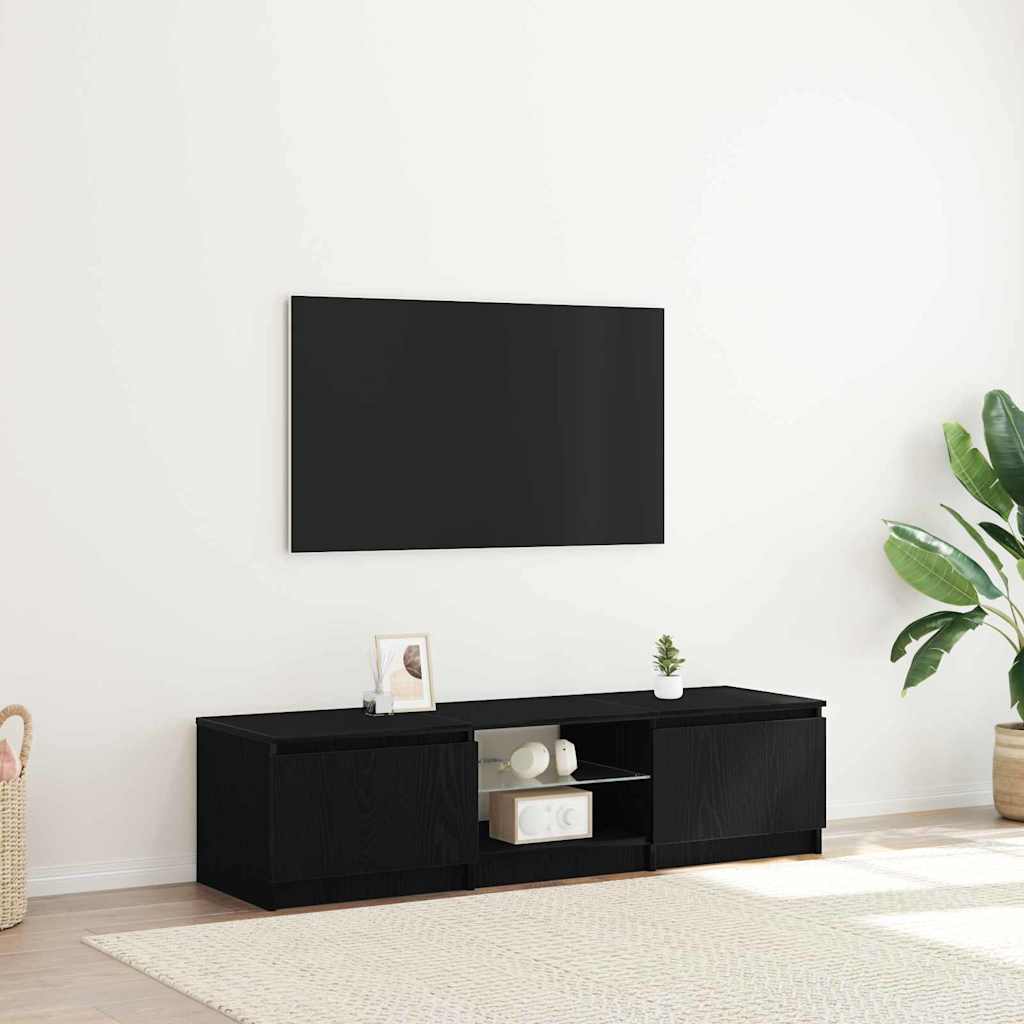 TV-kast Zwart Eiken 140 x 38,5 x 36 cm Bewerkt hout is nu te koop bij PeponiXL, paradijselijk wonen!