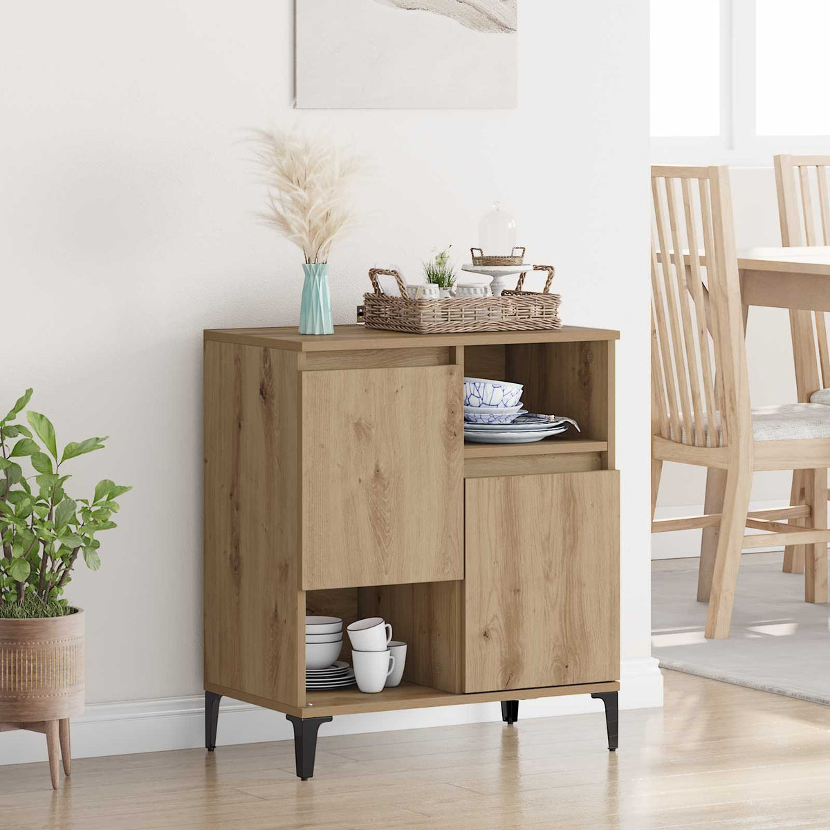 Dressoir Artisan Eiken 60 x 35 x 70 cm Bewerkt hout is nu te koop bij PeponiXL, paradijselijk wonen!