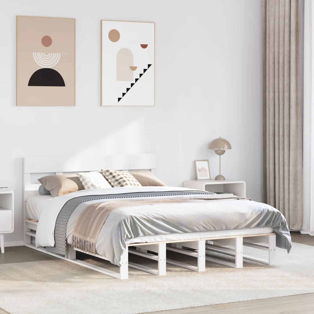 Bedframe zonder matras massief grenenhout wit 120x200 cm is nu te koop bij PeponiXL, paradijselijk wonen!