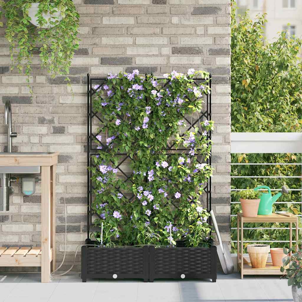 Tuin Bloempot 2 pcs Zwart Kunststof is nu te koop bij PeponiXL, paradijselijk wonen!
