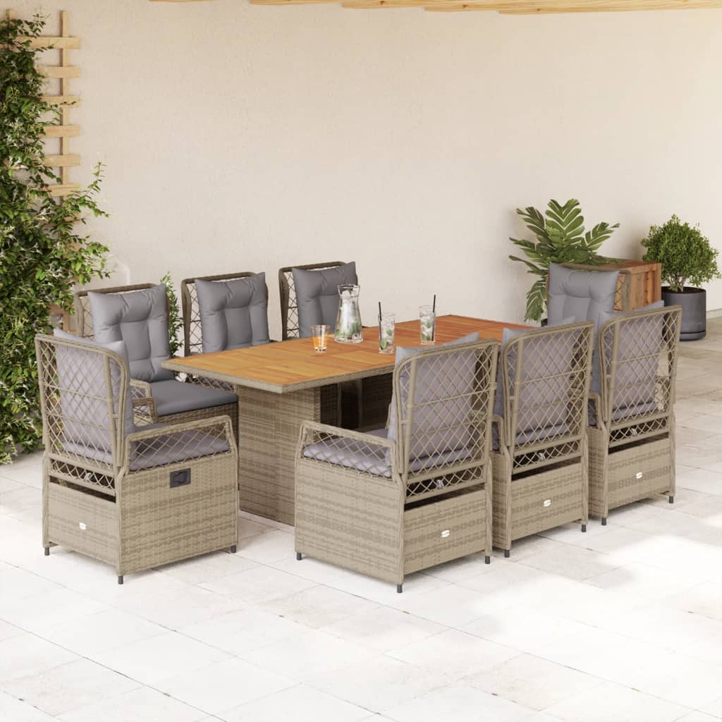 9-delige Tuinset met kussens poly rattan beige is nu te koop bij PeponiXL, paradijselijk wonen!