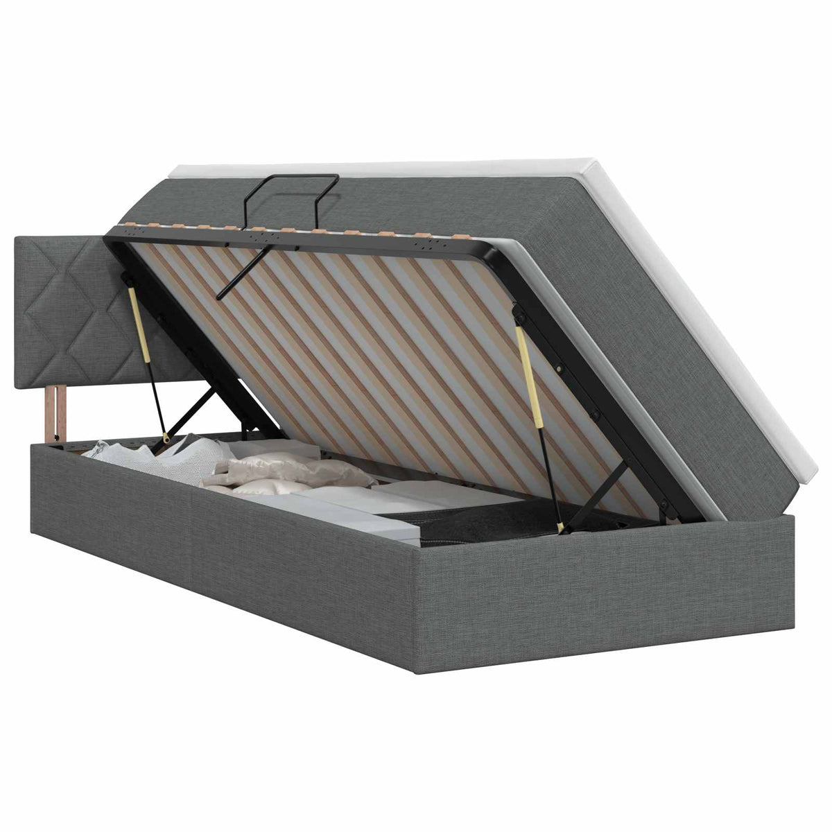Opbergbed met matras Donkergrijs 90 x 200 cm fluweel is nu te koop bij PeponiXL, paradijselijk wonen!
