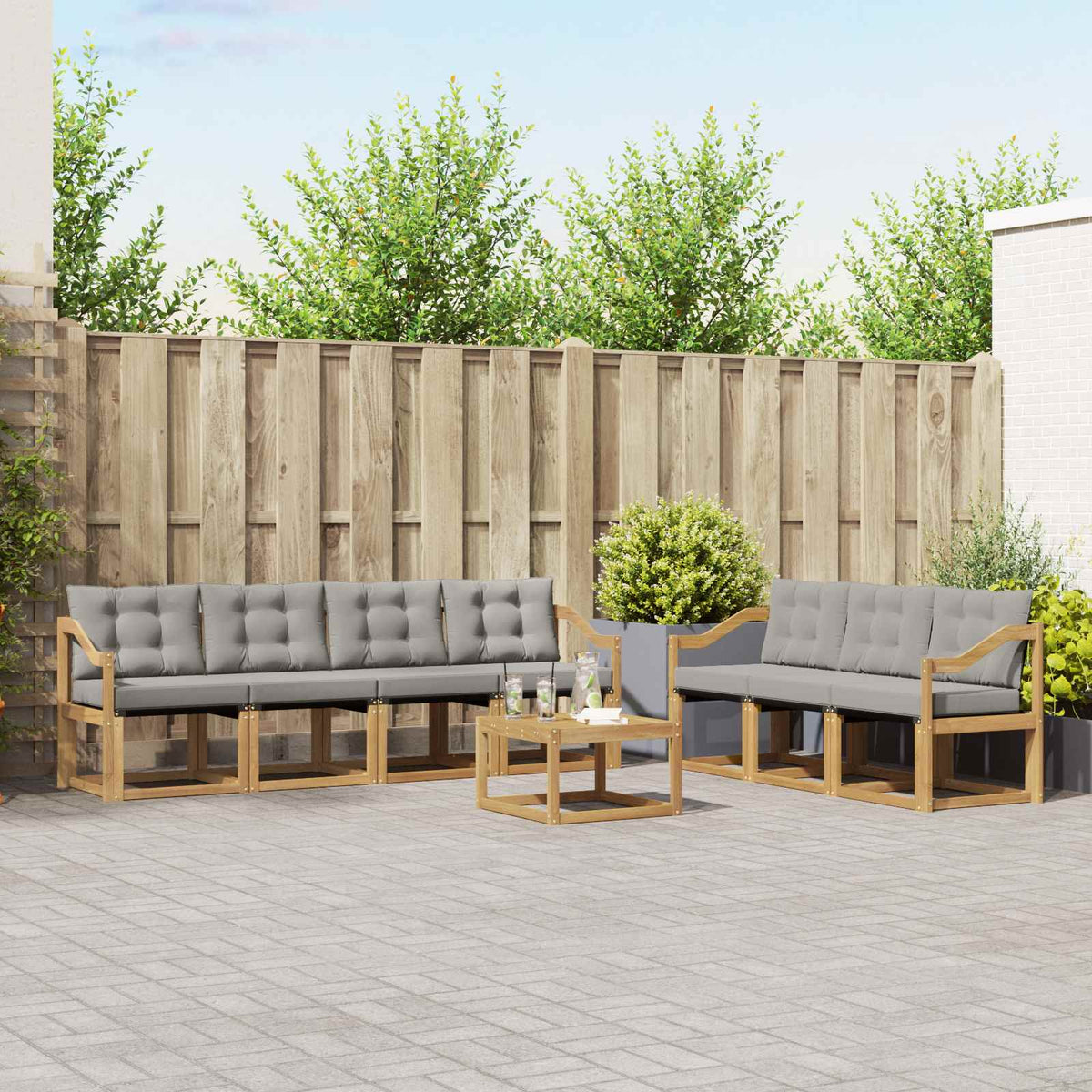 Buiten bankenset 8 pcs Massief Acaciahout en Textilene is nu te koop bij PeponiXL, paradijselijk wonen!