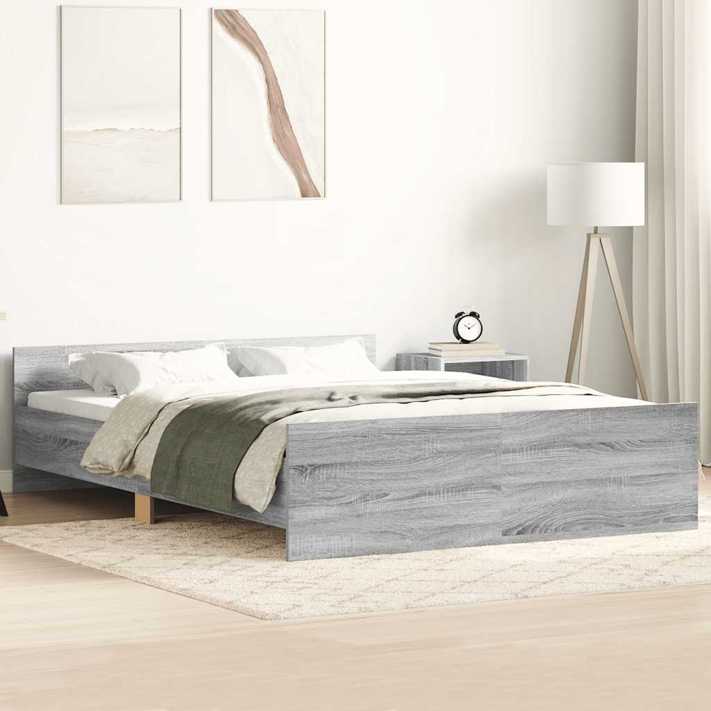 Bedframe met hoofd- en voeteneinde grijs sonoma 120x190 cm is nu te koop bij PeponiXL, paradijselijk wonen!