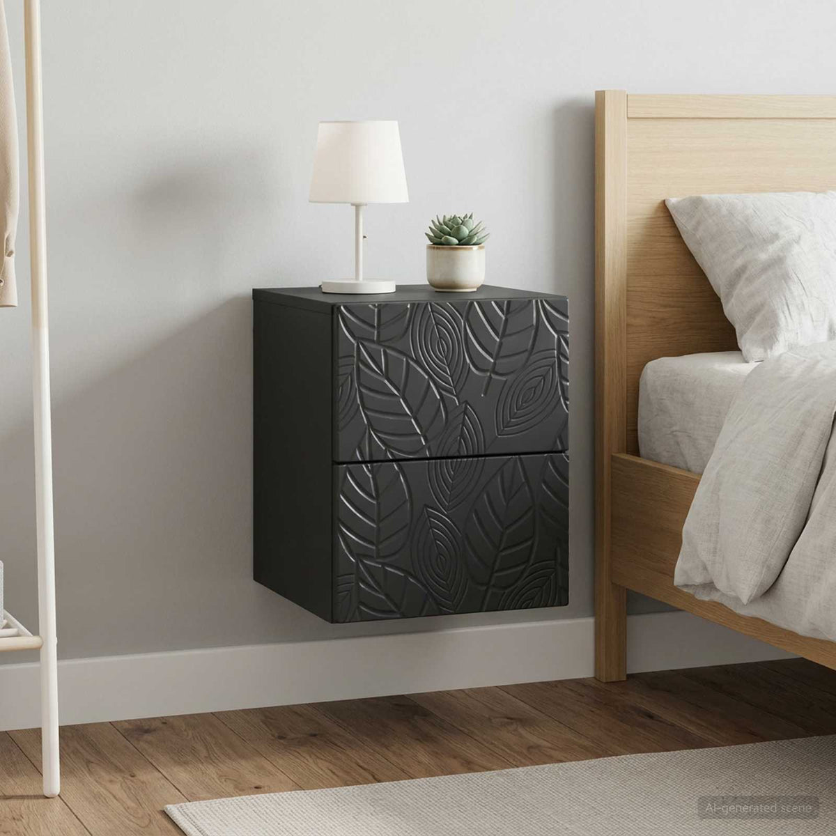 Wandbeugel Bedkast 2 pcs Zwart 34,5 x 33 x 40 cm Bewerkt hout is nu te koop bij PeponiXL, paradijselijk wonen!