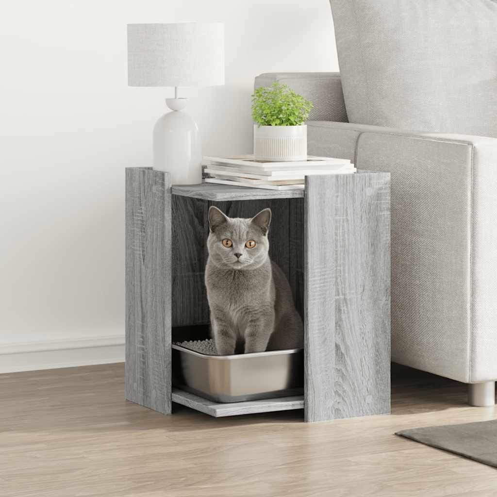 Kattenbakkast 42x42x51 cm bewerkt hout grijs sonoma eikenkleur is nu te koop bij PeponiXL, paradijselijk wonen!