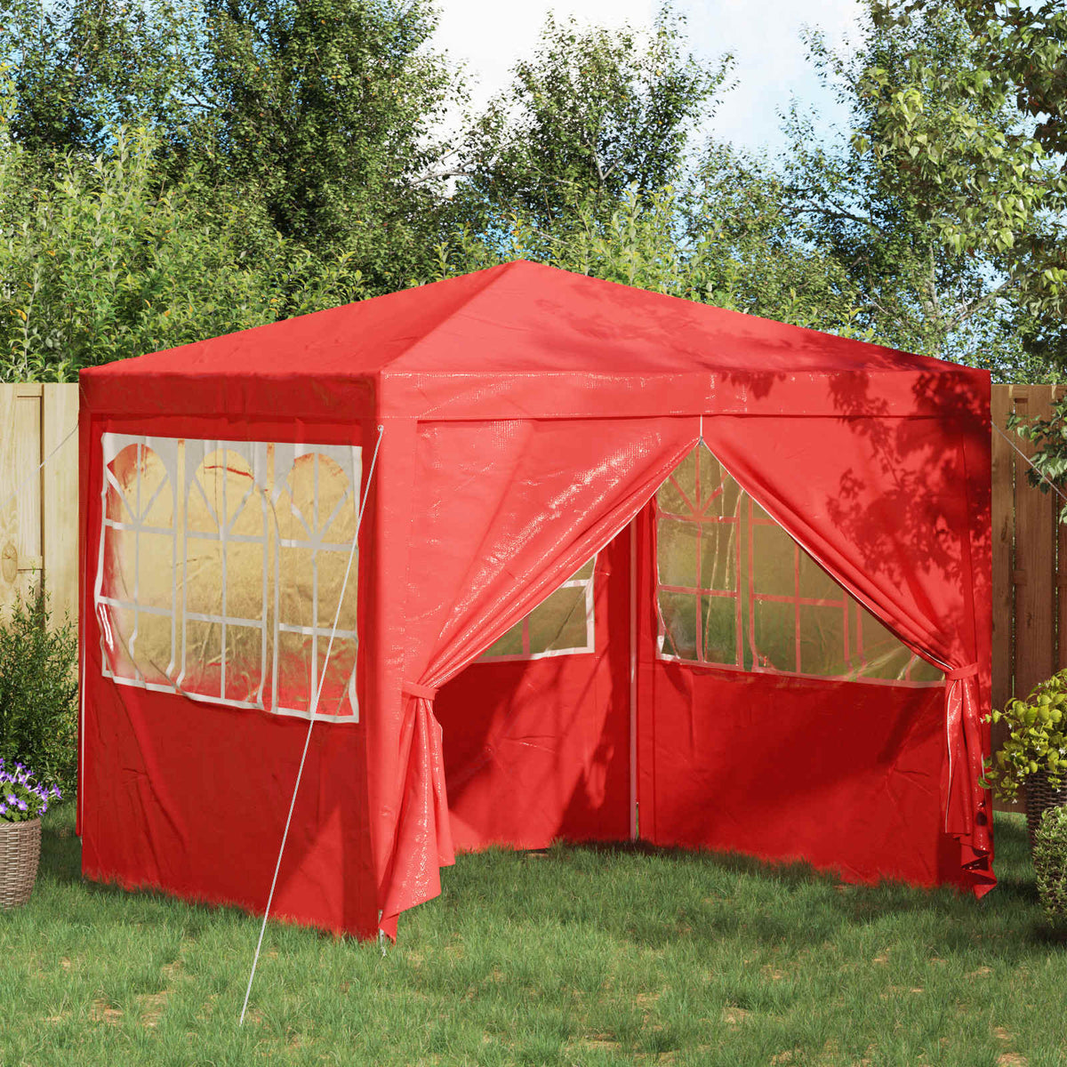 Partytent Rood 250 x 250 x 240 cm PE en staal is nu te koop bij PeponiXL, paradijselijk wonen!