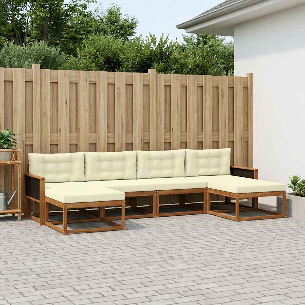 Buiten bankenset met kussen 6 pcs Natuurlijk en Crème is nu te koop bij PeponiXL, paradijselijk wonen!